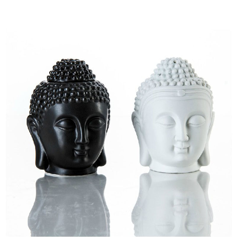 Buddha Head Aromatic Oil Burner Ceramic Aromatherapy Lamp Candle Aroma Furnace Oil Lamp Essential Home Deco Incense Burner