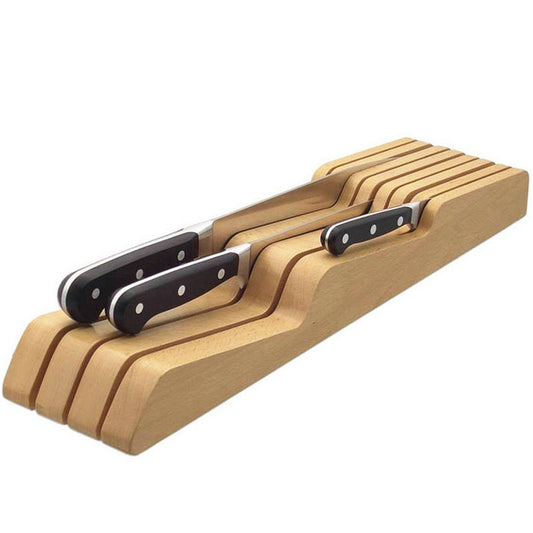 Solid wood drawer knife holder
