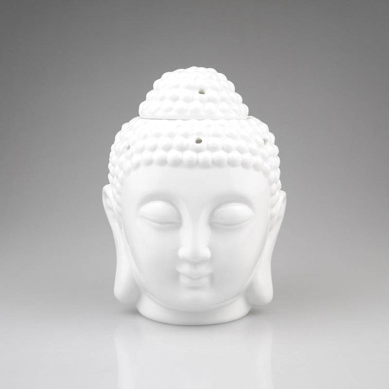 Buddha Head Aromatic Oil Burner Ceramic Aromatherapy Lamp Candle Aroma Furnace Oil Lamp Essential Home Deco Incense Burner