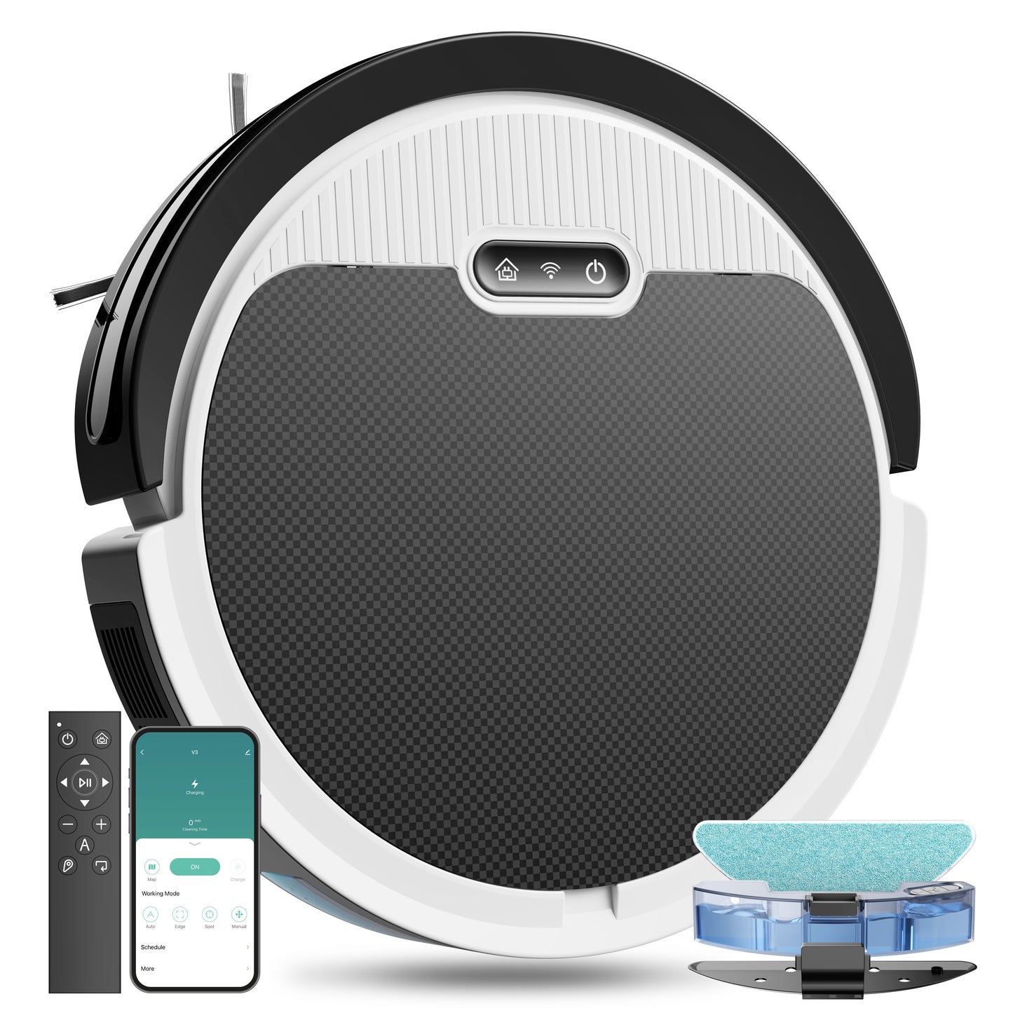 Robot Vacuum And Mop, 3 In 1 Combo Cleaner For Home With Pet Hair And Hard Floor, 5000Pa Suction, 120 Mins Run Time,Self-Charging,Super Thin Body