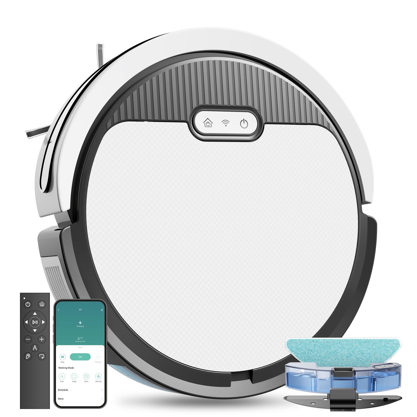 Robot Vacuum And Mop, 3 In 1 Combo Cleaner For Home With Pet Hair And Hard Floor, 5000Pa Suction, 120 Mins Run Time,Self-Charging,Super Thin Body
